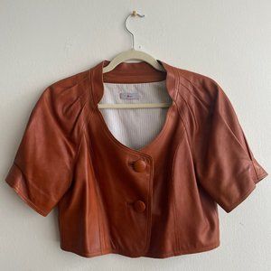 brown leather cropped bolero jacket
